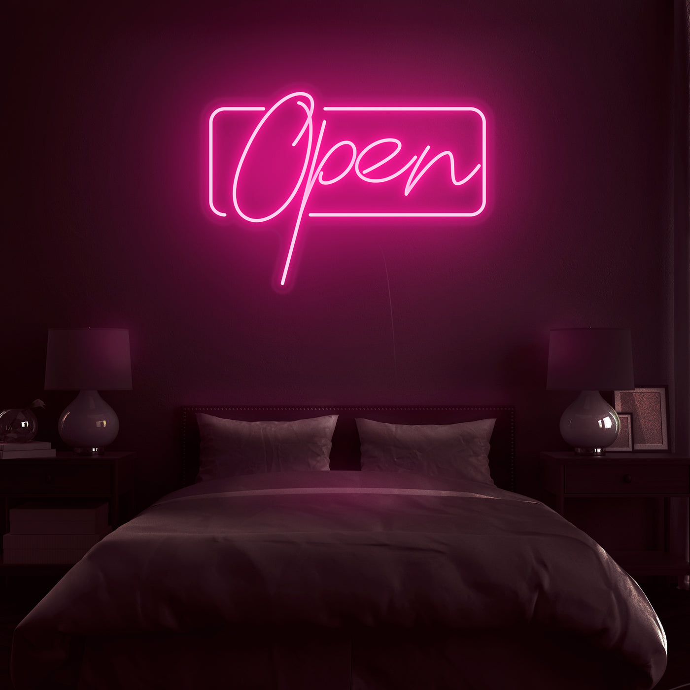 'Open' Script Neon Sign