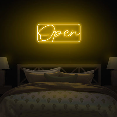 Script Bordered 'Open' Neon Sign