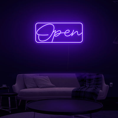 Script Bordered 'Open' Neon Sign