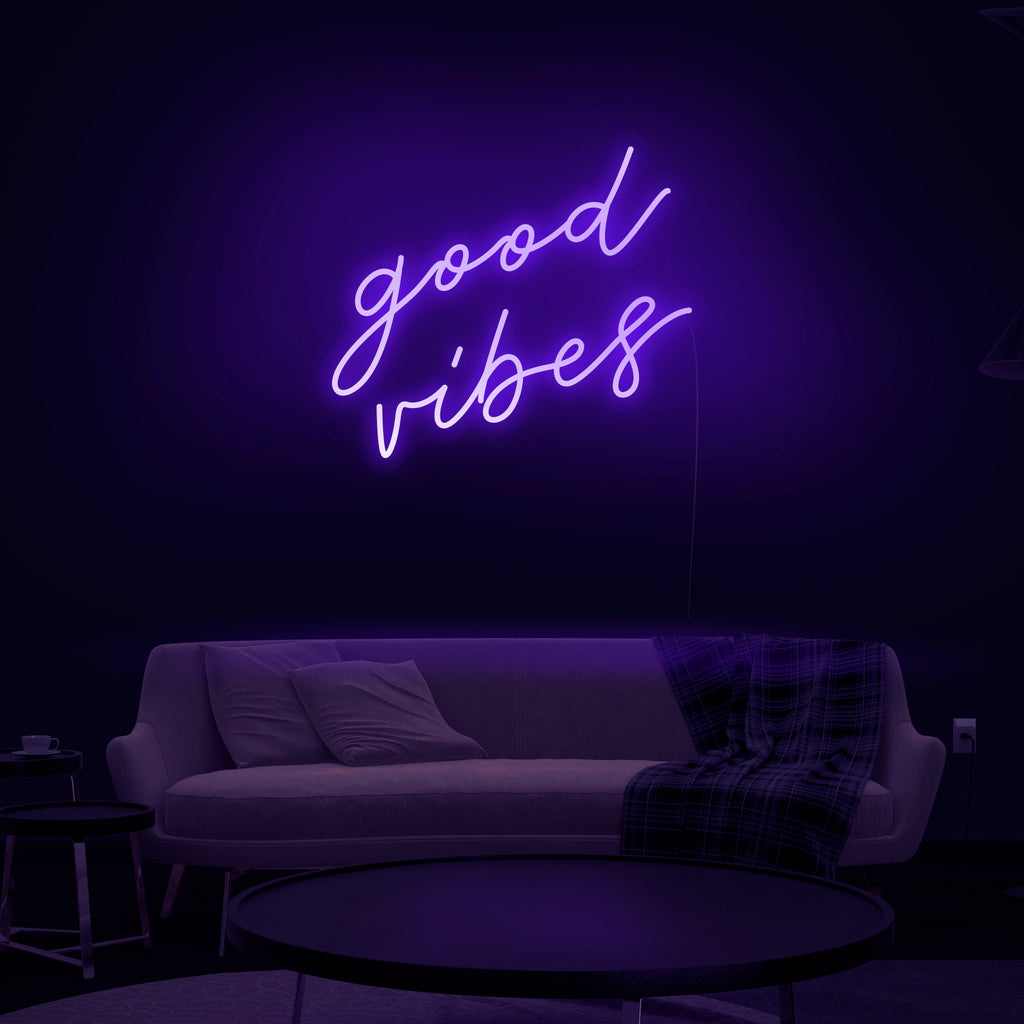 Purple Neon Sign Good Vibes Aesthetic Dimmable Light up 