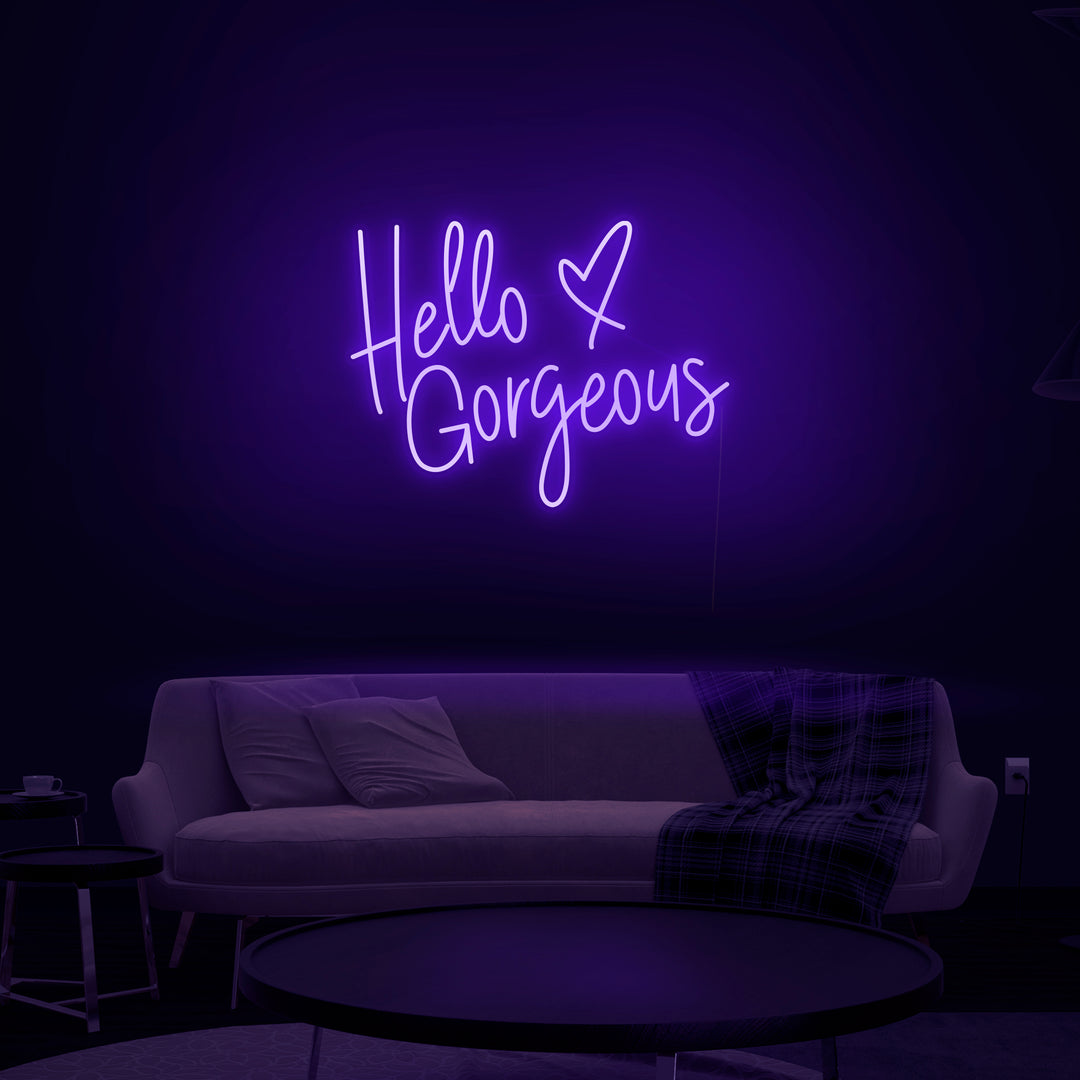 ピンクネオンライト - 그래, 너는 오늘도 예쁘다 Hello Gorgeous Neon Sign | Pink Heart Light – Hyperlite
