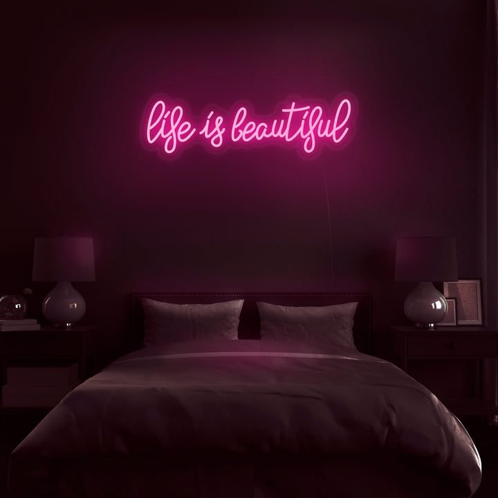 Lovely Bright Pink “Good Life” LED Night Light Room fashion Wall Decoration