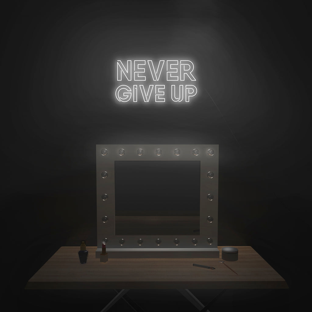 Never Give Up' Neon Sign  Inspirational Gym Neon Signs